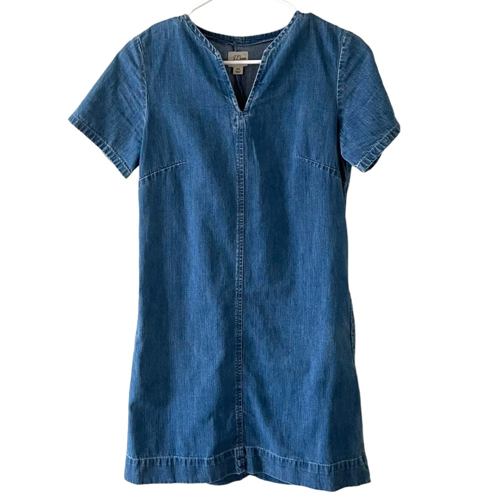 J. Crew | Denim V-Neck Shift Dress in Blue, Style #AR634, 00